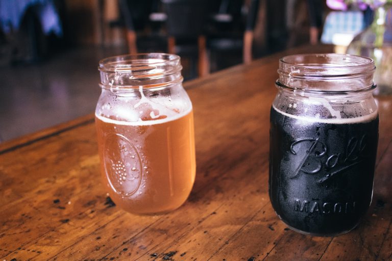 Two options at a local brewery - half and half beer