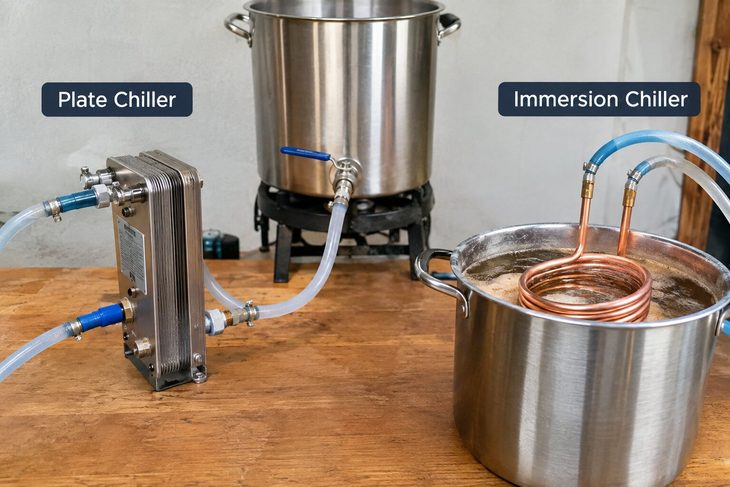 Plate Chiller Vs Immersion Chiller: Speed, Cleaning, Clogging, And Water Use Compared